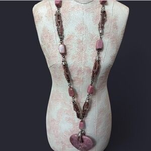 Pink Heart Pendant Necklace